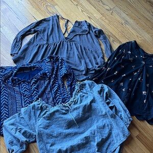 Lucky Brand Women's Blue and Gray Blouses M/L